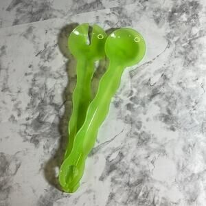 Tupperware Lime Green Interlocking Salad Tongs NWOT